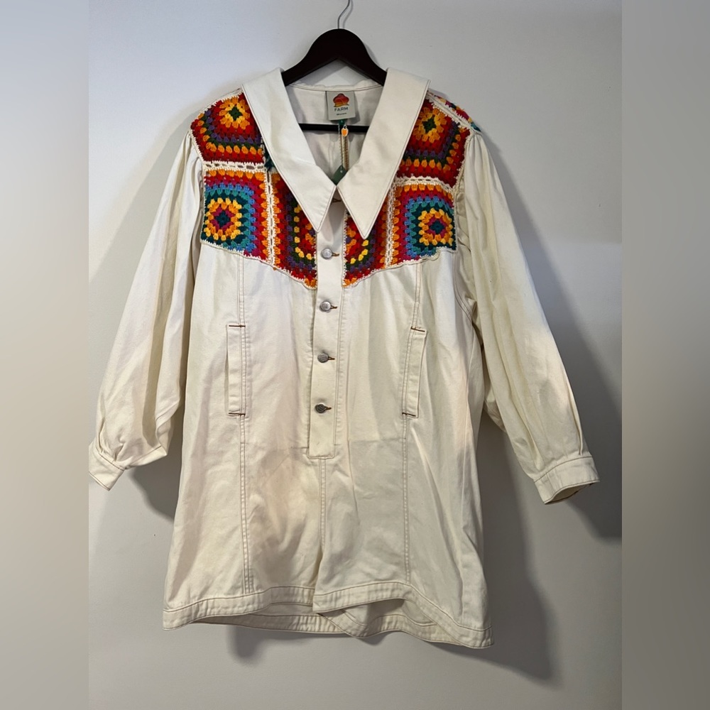 Farm rio off white denim crochet romper size small